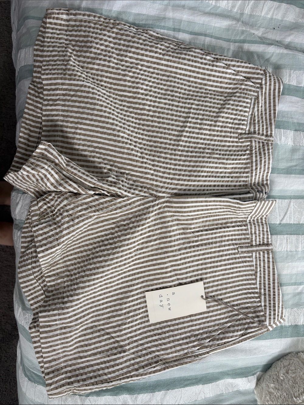 a new day Striped Tan & White Men's Chino Shorts